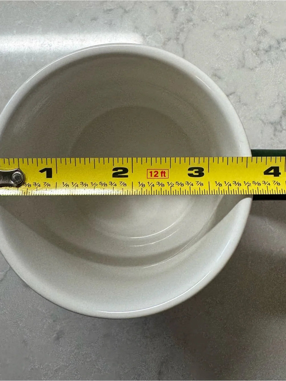 Sur La Table White Ceramic Mug with Dark Green Handle and Trim Christmas